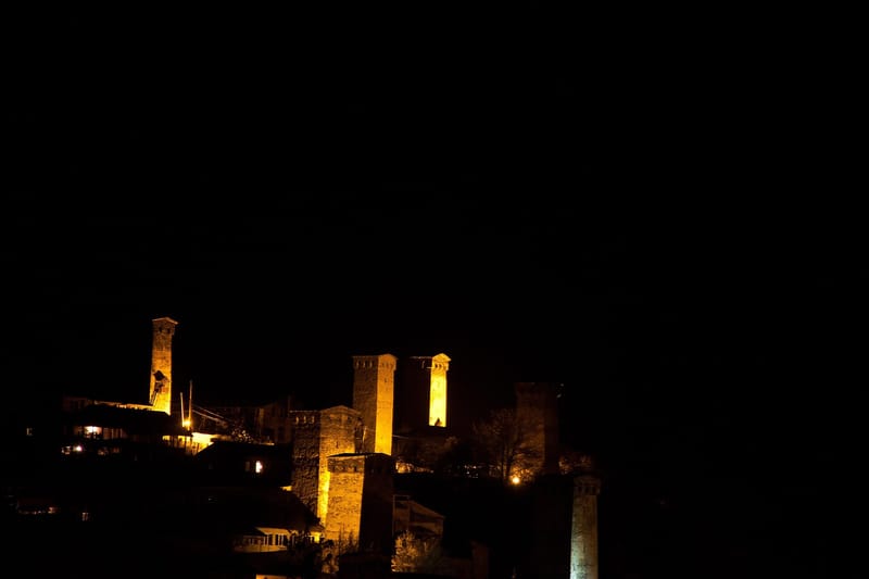 Medieval stone defensive towers in Mestia, Svaneti