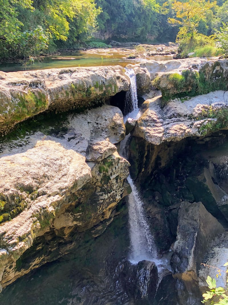 Waterfalls cascading inside Martvili Canyon