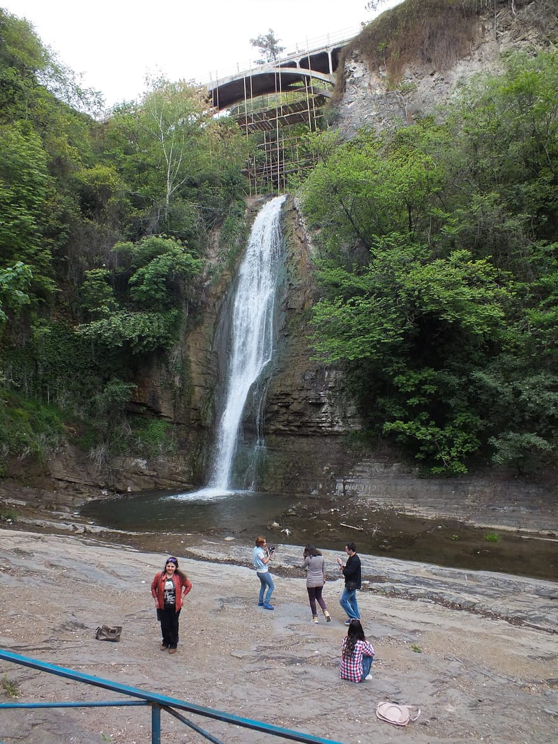 Iconic waterfall view inside Tbilisi National Botanical Garden